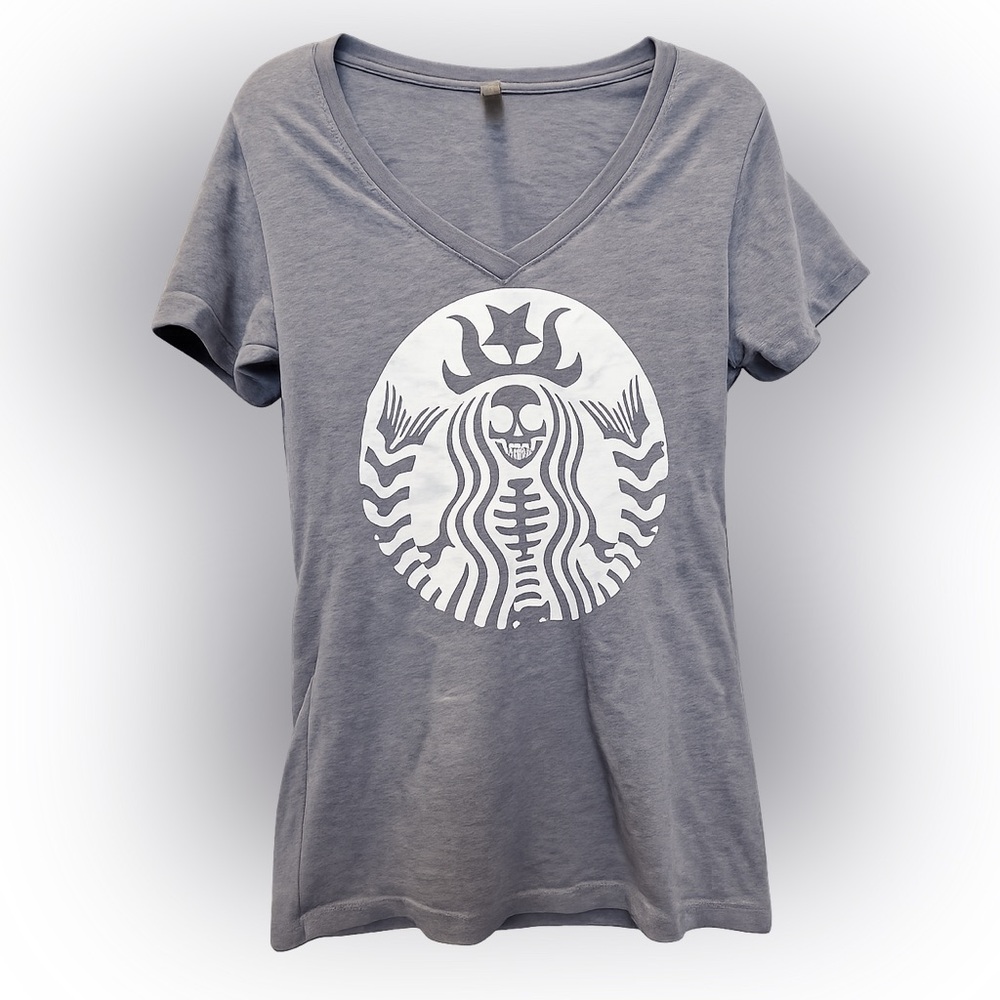 NWOT Skeleton Mermaid Halloween Graphic Tee – Spooky Cute Gray Shirt
